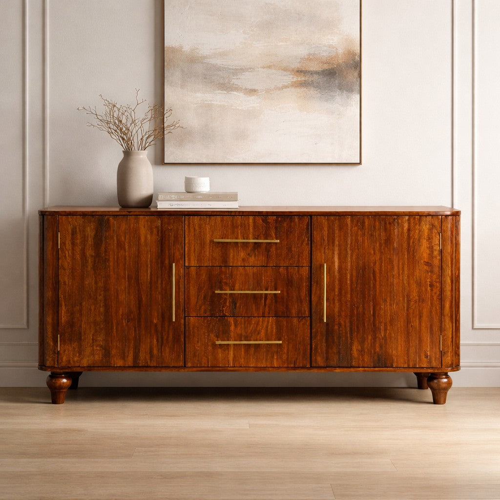 Solid Wood Chestnut Curve Sideboard
