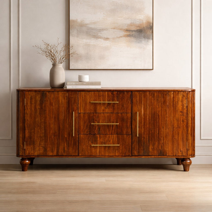 Solid Wood Chestnut Curve Sideboard