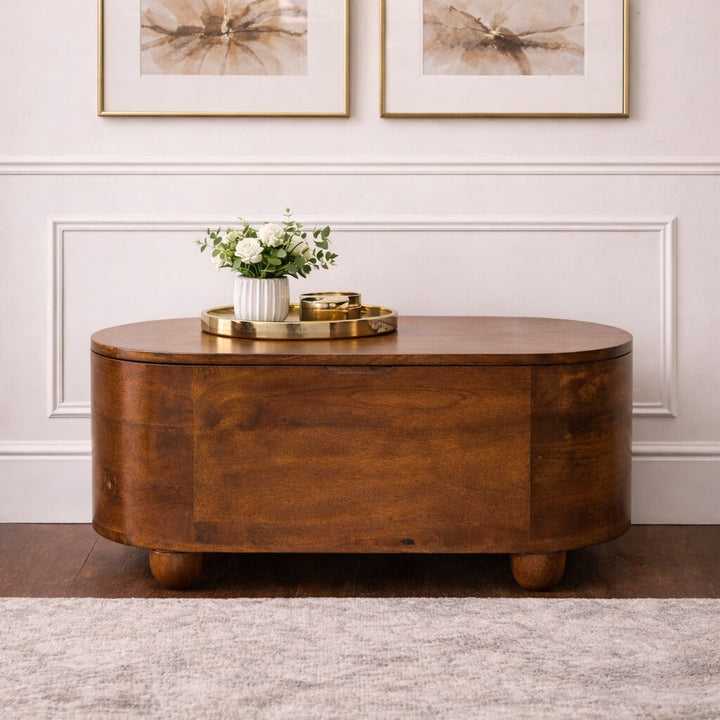 Solid Wood Loren Chestnut Storage Box Brown