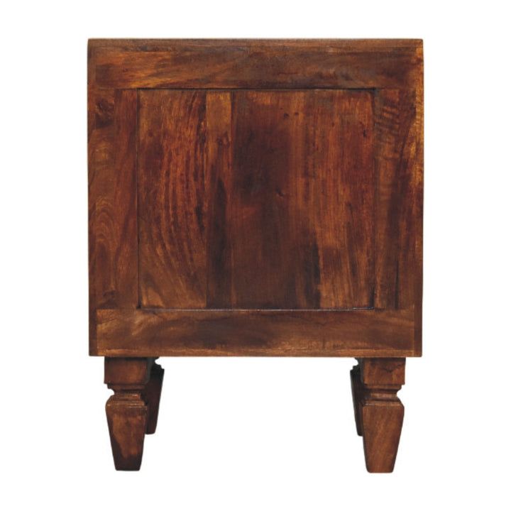 Solid Wood Harper Ribbed Chestnut Bedside 2 Drawers Brown