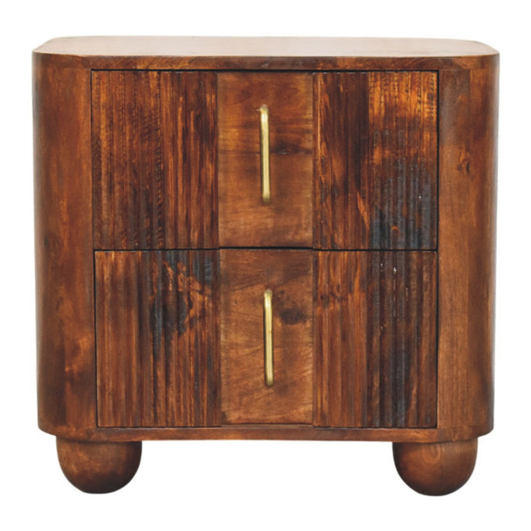 Solid Wood Ribera Bedside Table 2 Drawers Brown