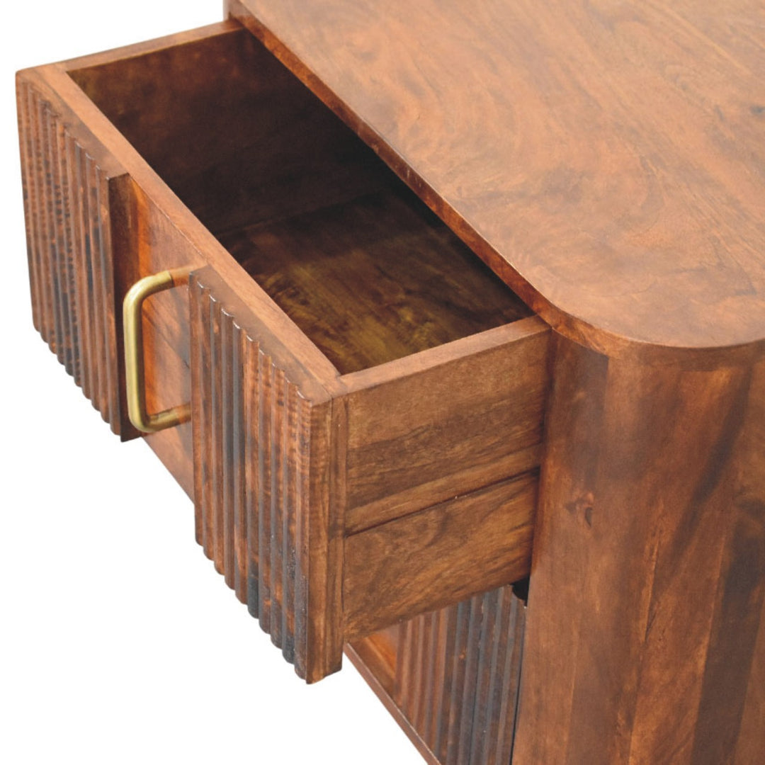 Solid Wood Ribera Bedside Table 2 Drawers Brown