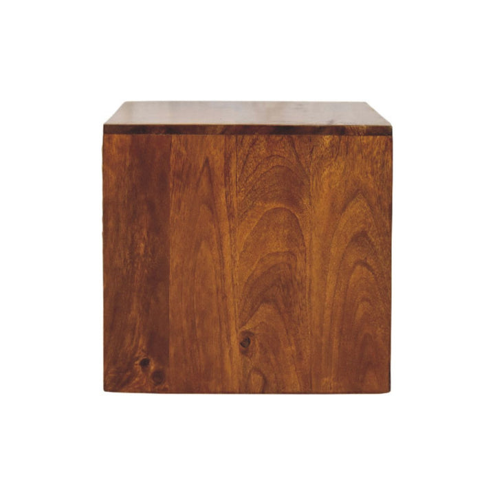 Solid Wood Sunburst Wall-Mounted Bedside 1 Drawer 1 Open Shelf Gold And Brown