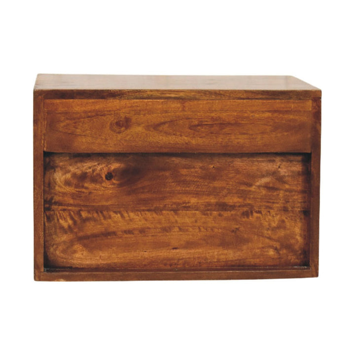 Solid Wood Sunburst Wall-Mounted Bedside 1 Drawer 1 Open Shelf Gold And Brown
