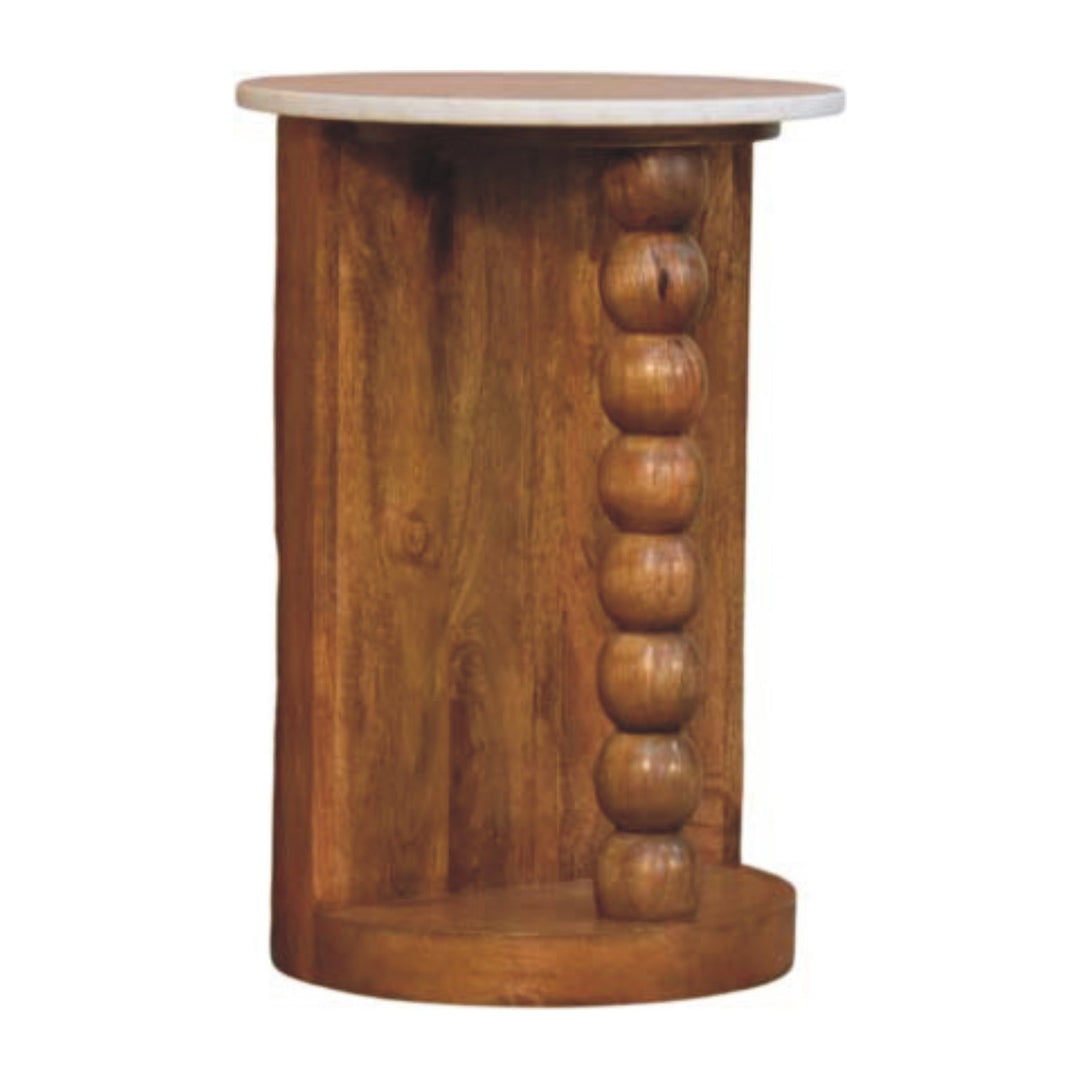 Solid Wood Marble-Top Spindle Side Table
