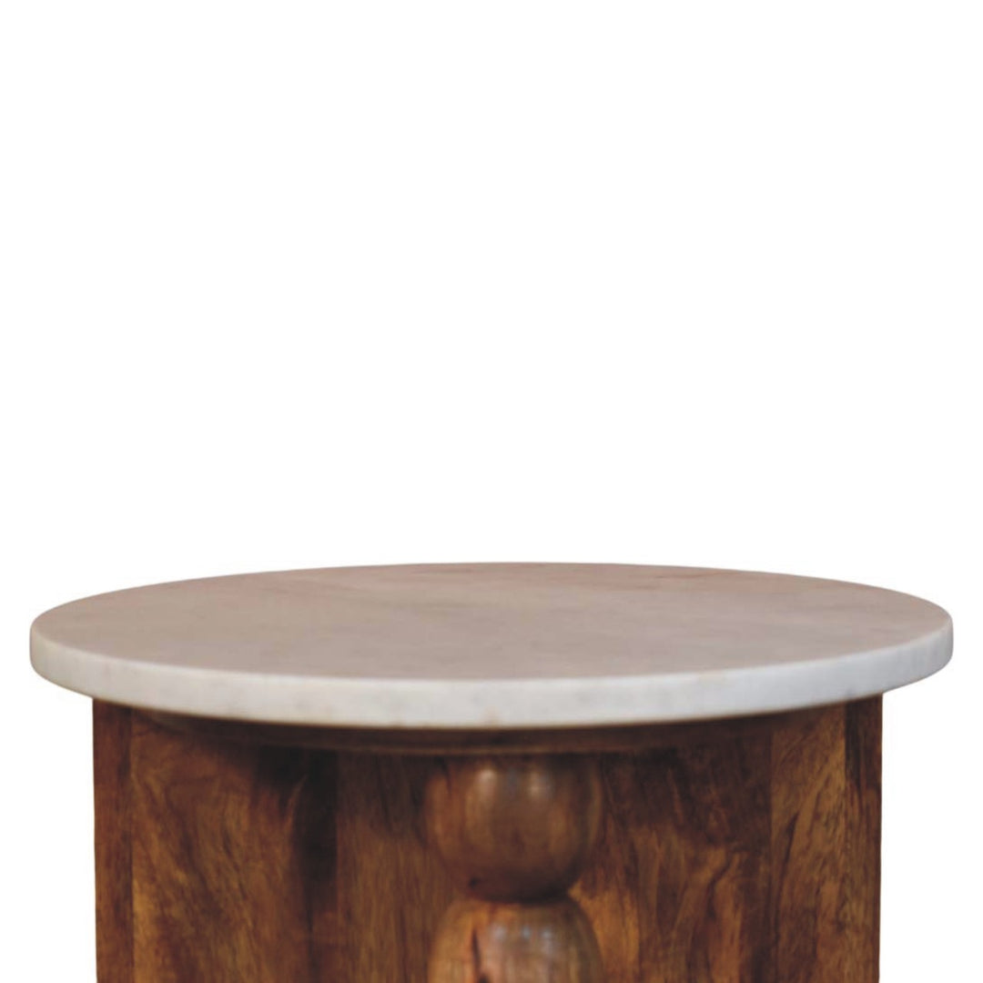 Solid Wood Marble-Top Spindle Side Table