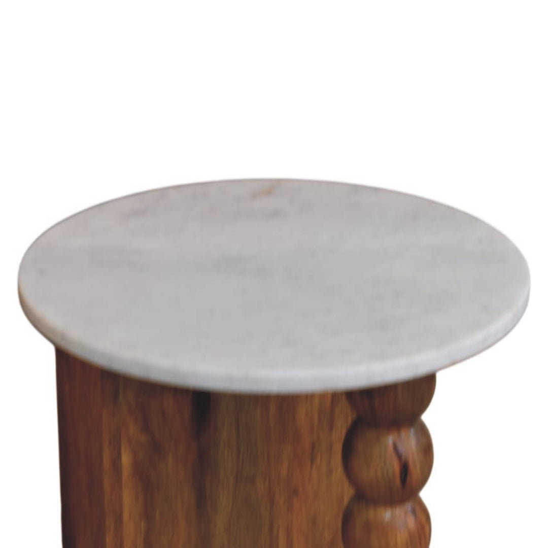 Solid Wood Marble-Top Spindle Side Table