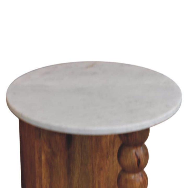 Solid Wood Marble-Top Spindle Side Table