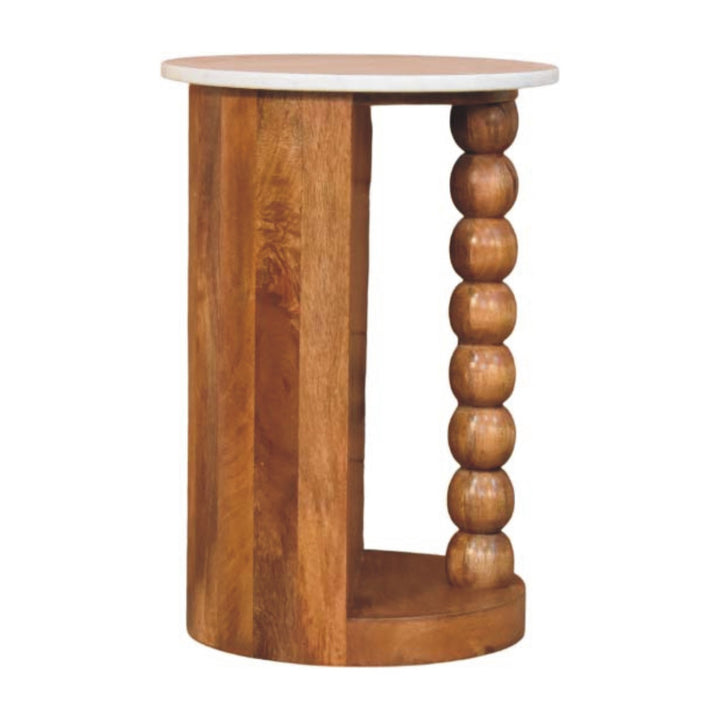 Solid Wood Marble-Top Spindle Side Table