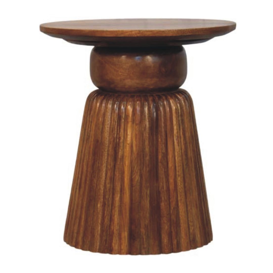 Solid Wood Amber Oak Round Side Table