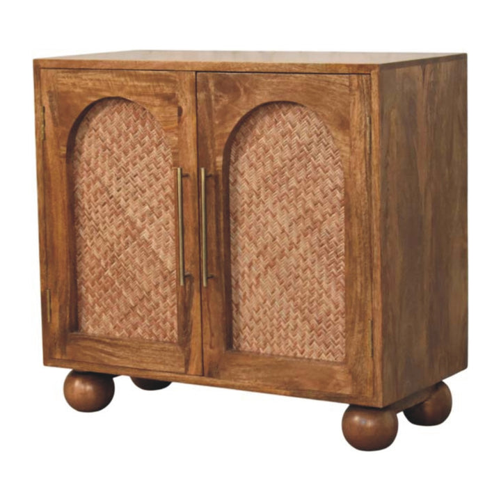 Solid Wood Arched Rattan Two-Door Sideboard