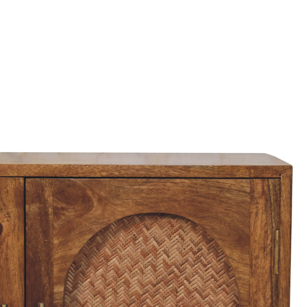 Solid Wood Arched Rattan Two-Door Sideboard