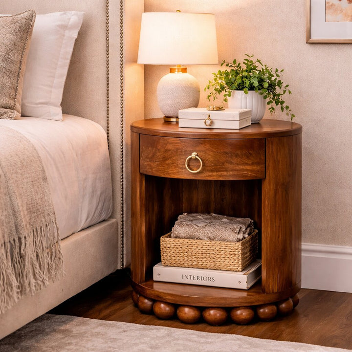 Solid Wood Bola Round Side Table