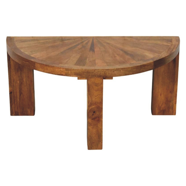 Solid Wood Amber Oak Half Moon Coffee Table