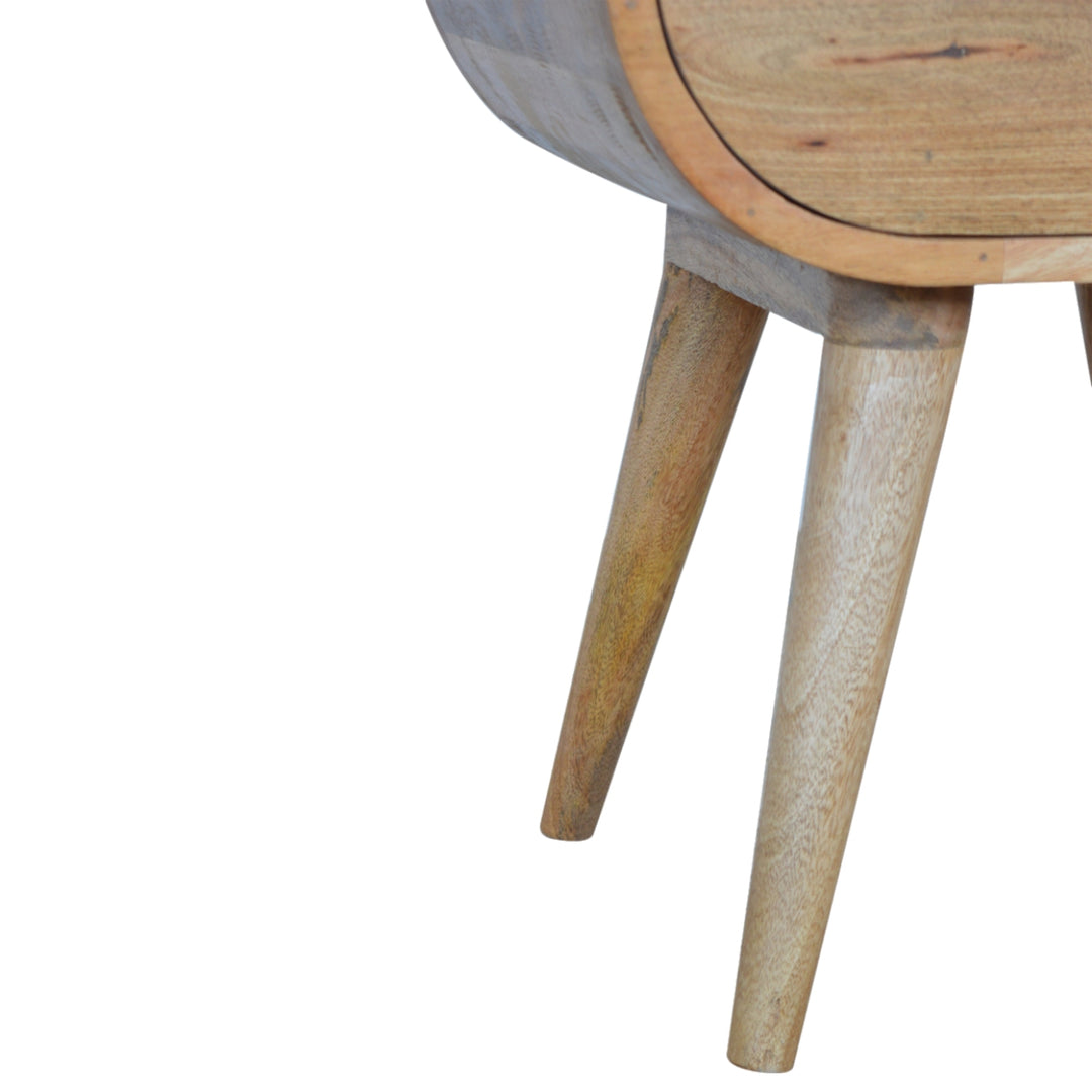 Circular Open Slot Nightstand, 1-Drawer, 1 Open Slot, Nordic Legs, Oak and Brown