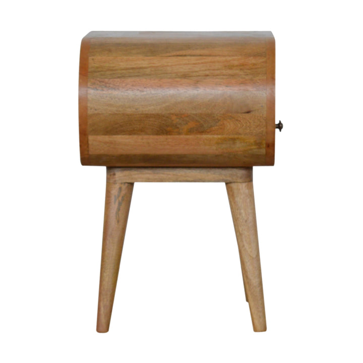 Circular Open Slot Nightstand, 1-Drawer, 1 Open Slot, Nordic Legs, Oak and Brown