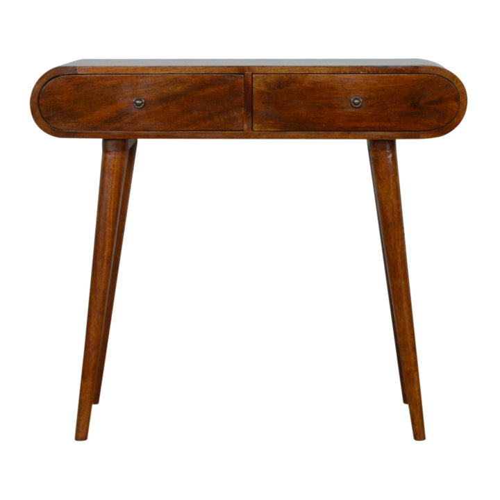 Solid Wood London Console Table, 2-Drawers, Chestnut, Brown