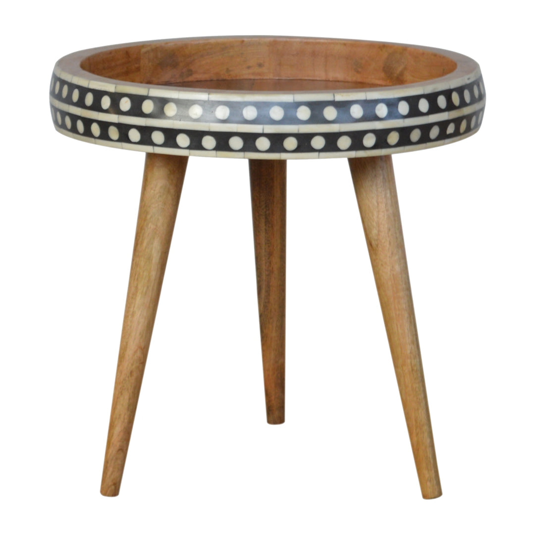 Solid Wood Small Dotted End Table, Black