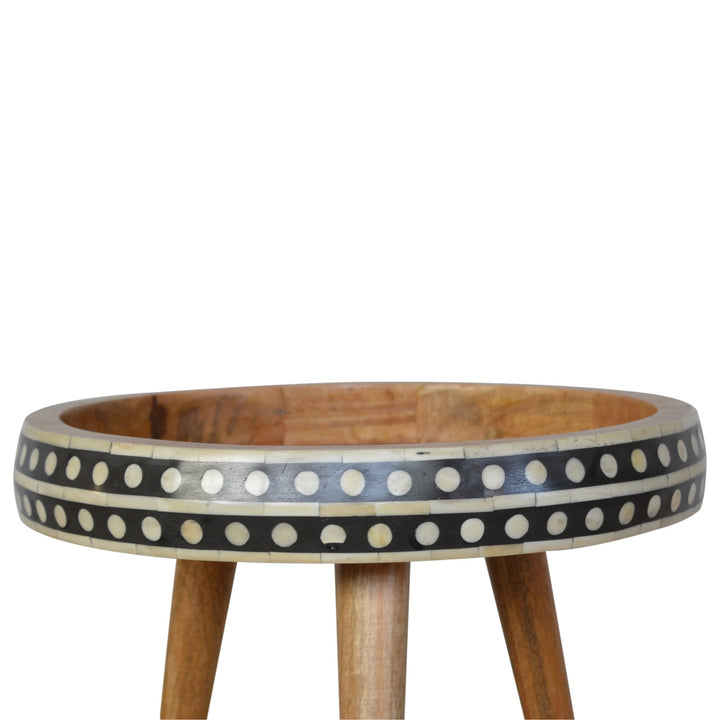 Solid Wood Small Dotted End Table, Black