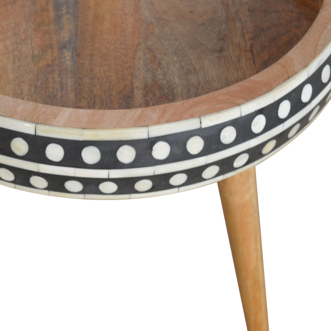 Solid Wood Small Dotted End Table, Black
