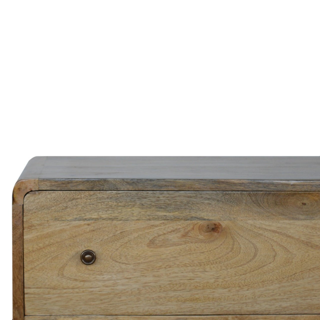Curved Oak-ish Chest, 3-Drawers, Nordic Legs, Light Brown