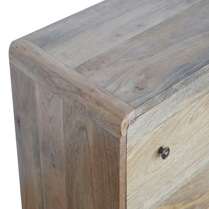 Curved Oak-ish Chest, 3-Drawers, Nordic Legs, Light Brown