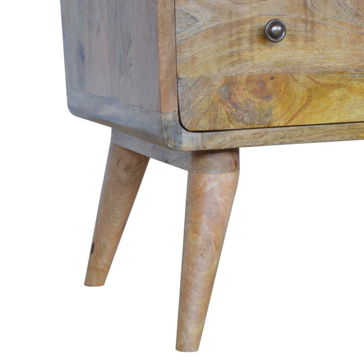Curved Oak-ish Chest, 3-Drawers, Nordic Legs, Light Brown