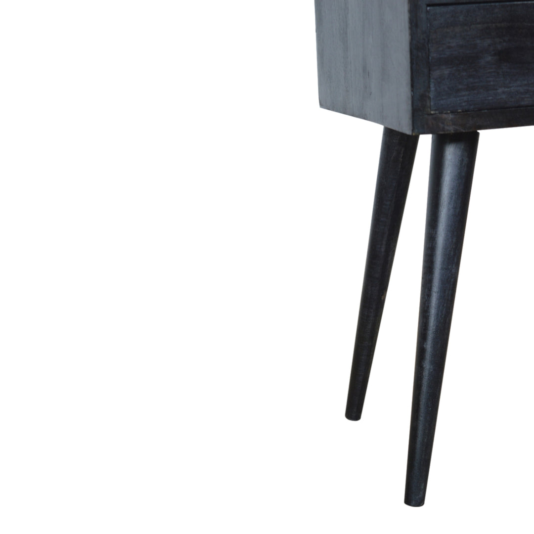 Solid Wood, Mini Nightstand, 1-Drawer, 1 Open-Slot, Ash Black