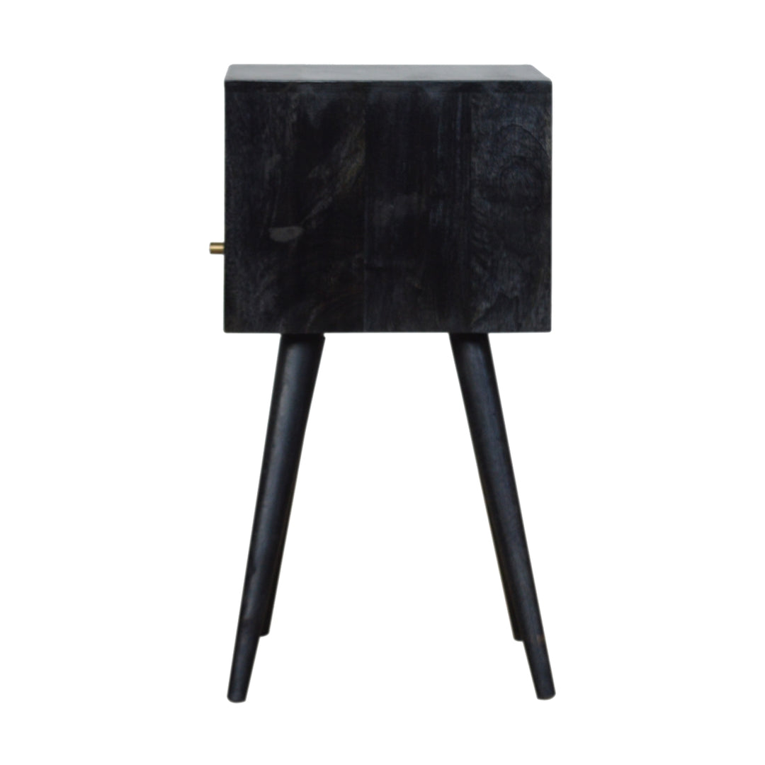 Solid Wood, Mini Nightstand, 1-Drawer, 1 Open-Slot, Ash Black