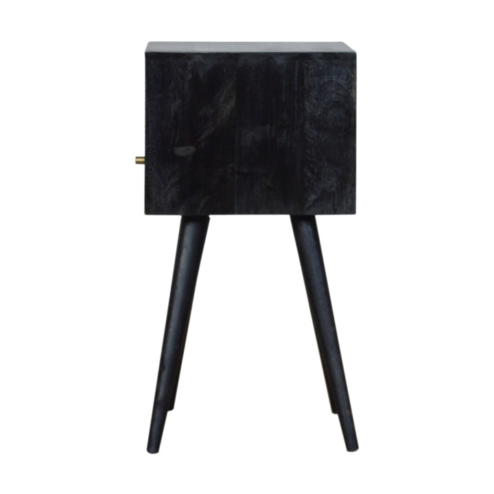 Solid Wood, Mini Nightstand, 1-Drawer, 1 Open-Slot, Ash Black