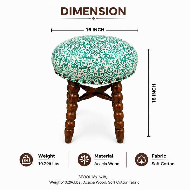 Spindle Upholstered Bar Stool with Solid Acacia Wood
