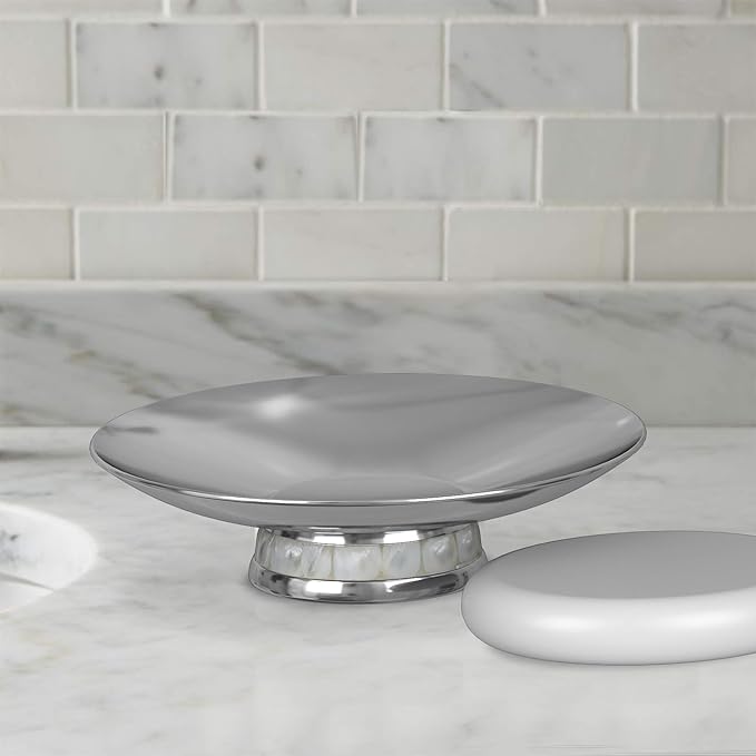 Stainless Steel Soap Dish with Mother Of Pearl Finish.