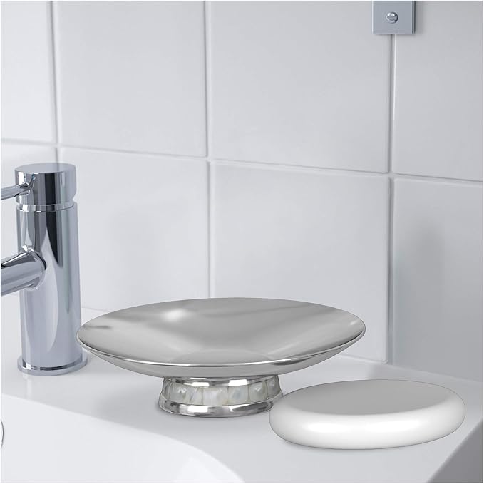 Stainless Steel Soap Dish with Mother Of Pearl Finish.