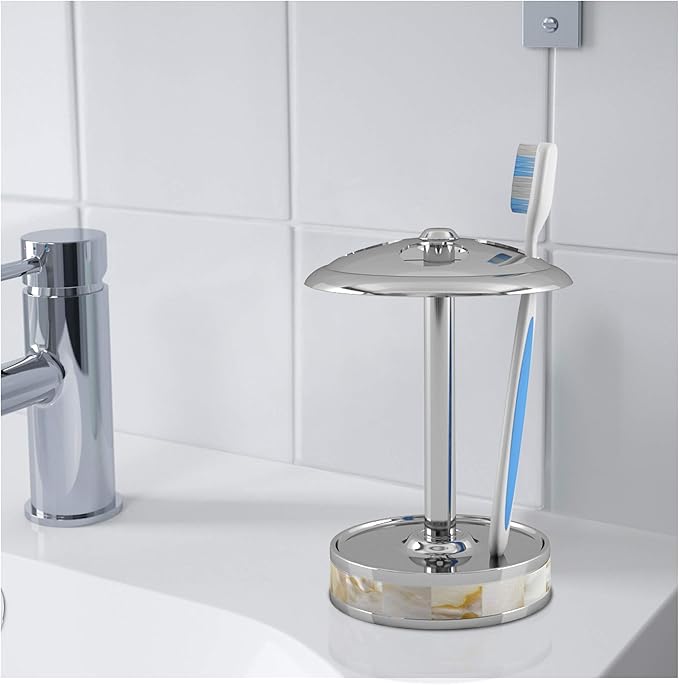 Stainless Steel Toothbrush Holders Storage, Bath Collection, Bathroom Vanity Countertops, Mother of Pearl Finish