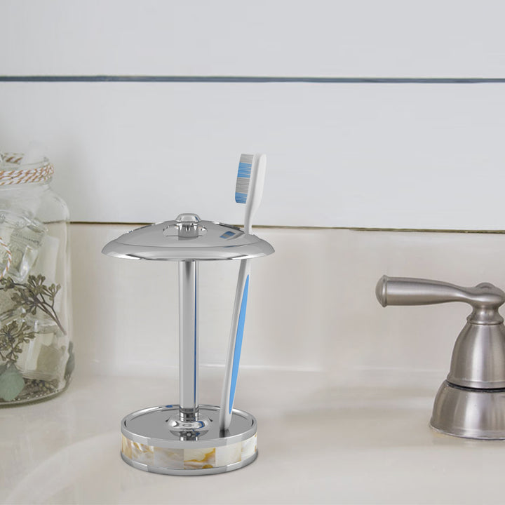Stainless Steel Toothbrush Holders Storage, Bath Collection, Bathroom Vanity Countertops, Mother of Pearl Finish
