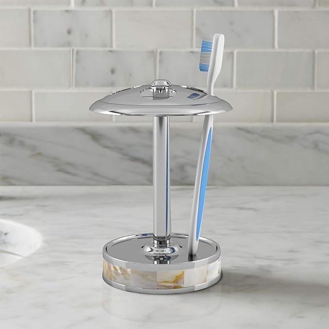 Stainless Steel Toothbrush Holders Storage, Bath Collection, Bathroom Vanity Countertops, Mother of Pearl Finish