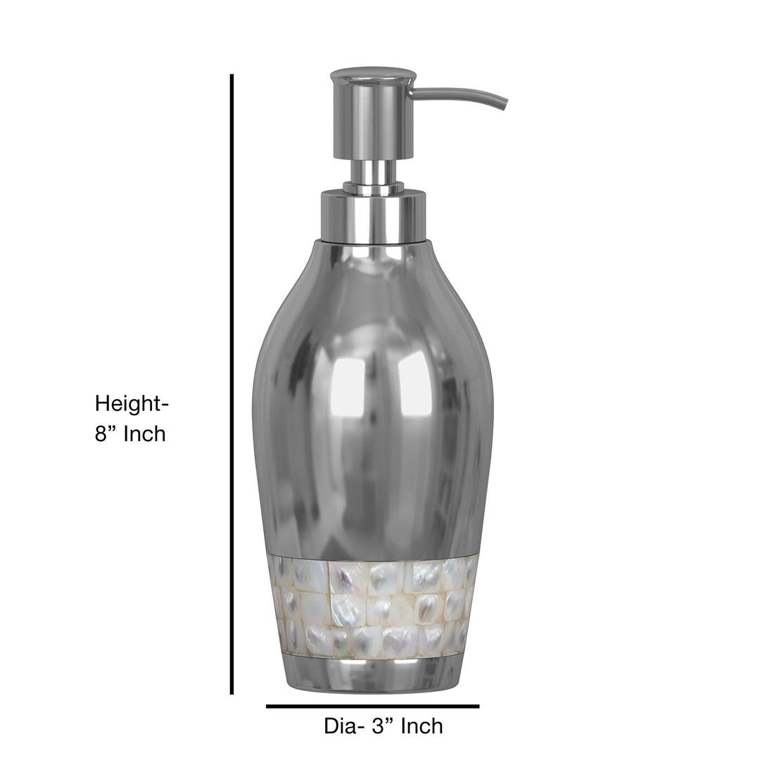 Liquid Soap & Lotion Dispenser Pump for Bathroom or Kitchen Countertops, Metal with Mother of Pearl Finish