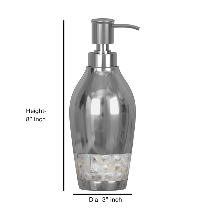 Liquid Soap & Lotion Dispenser Pump for Bathroom or Kitchen Countertops, Metal with Mother of Pearl Finish