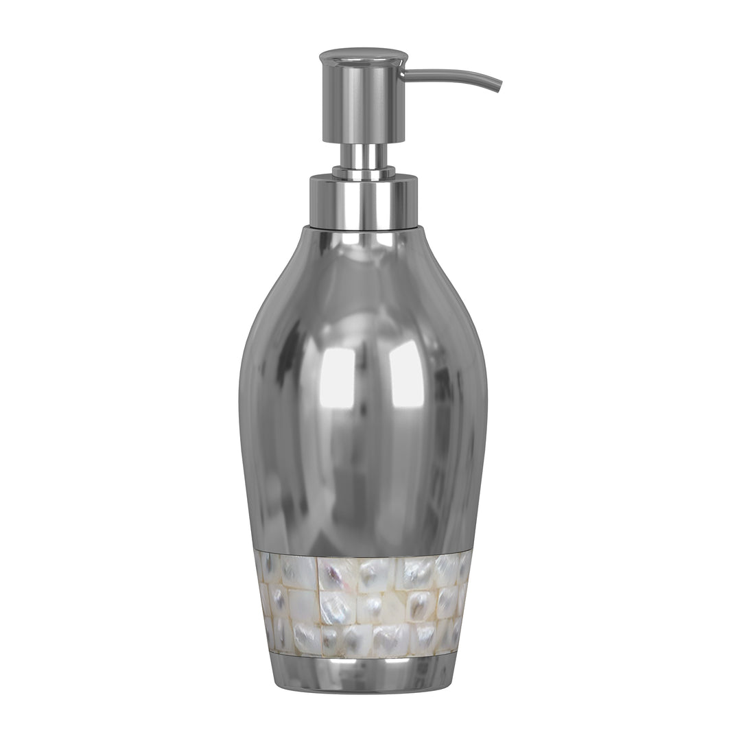 Liquid Soap & Lotion Dispenser Pump for Bathroom or Kitchen Countertops, Metal with Mother of Pearl Finish