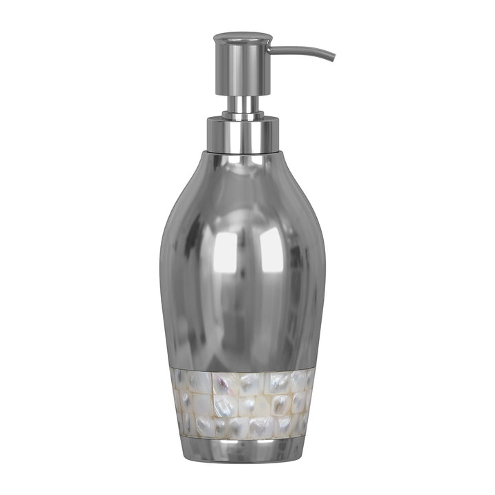 Liquid Soap & Lotion Dispenser Pump for Bathroom or Kitchen Countertops, Metal with Mother of Pearl Finish