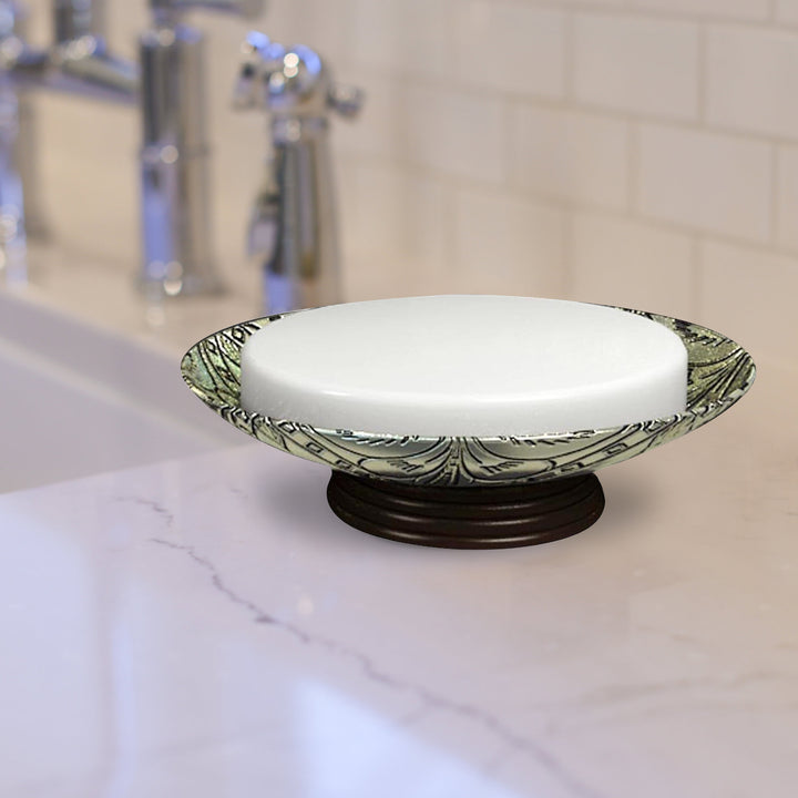 Soap Dish for Bathroom Counter,Shower & Kitchen | Silver Resin/Orb