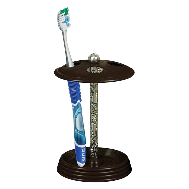 Toothbrush Holder | Compact Multi-Slot Holder for Toothbrushes,Razors & Makeup Accessories | Resin/Silver/Orb