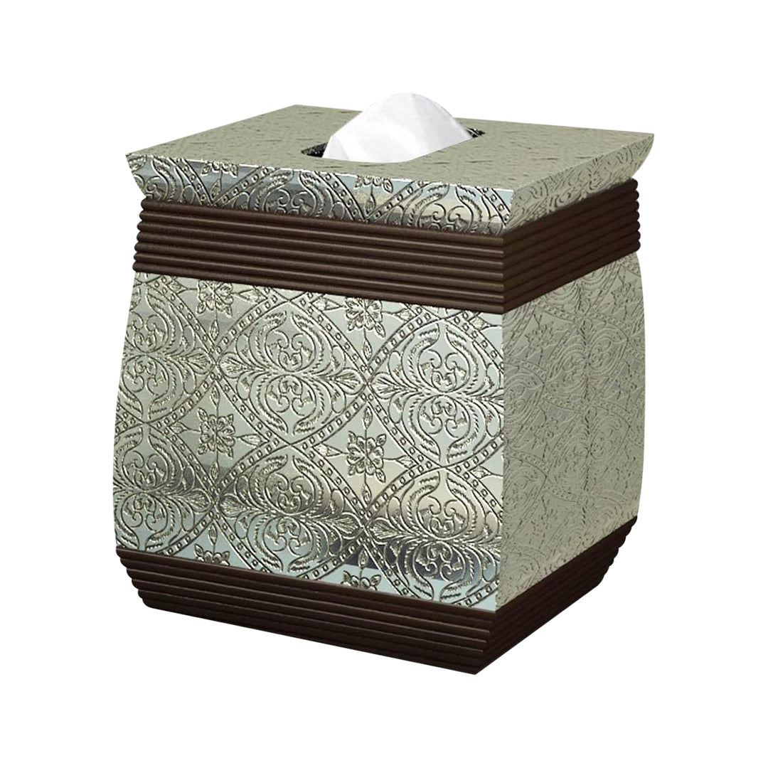 Tissue Box Cover | Resin Square Facial Tissue Box Holder | Silver/Orb Finish