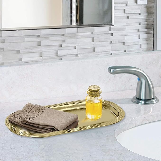 Stainless Steel Storage Organizer Tray Bathroom Vanity Countertops,Closets, Dressers | Gold Finish