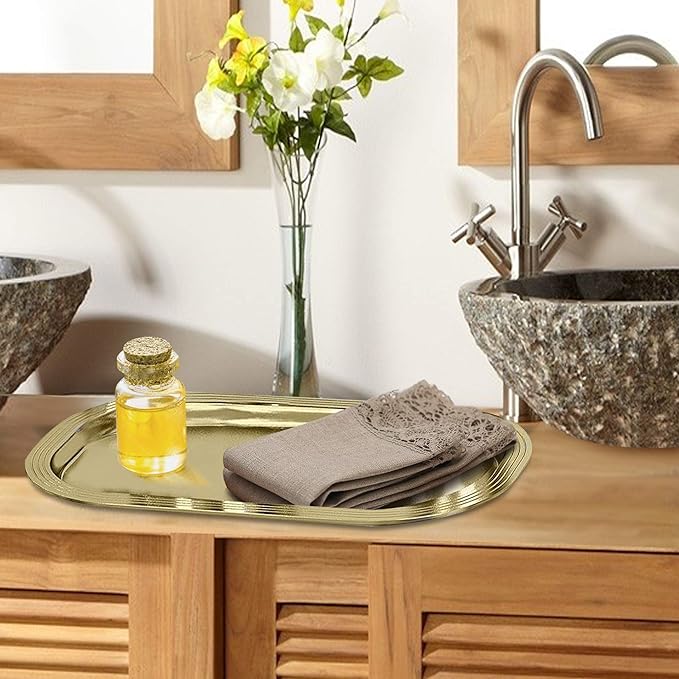 Stainless Steel Storage Organizer Tray Bathroom Vanity Countertops,Closets, Dressers | Gold Finish
