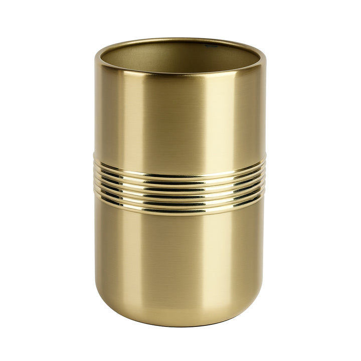 Stainless Steel Bathroom Tumbler Cup | Decorative Rinse Cup,Drinking Glass,Toothbrush & Makeup Brush Holder for Vanity Countertops,Sink & Desk-Gold