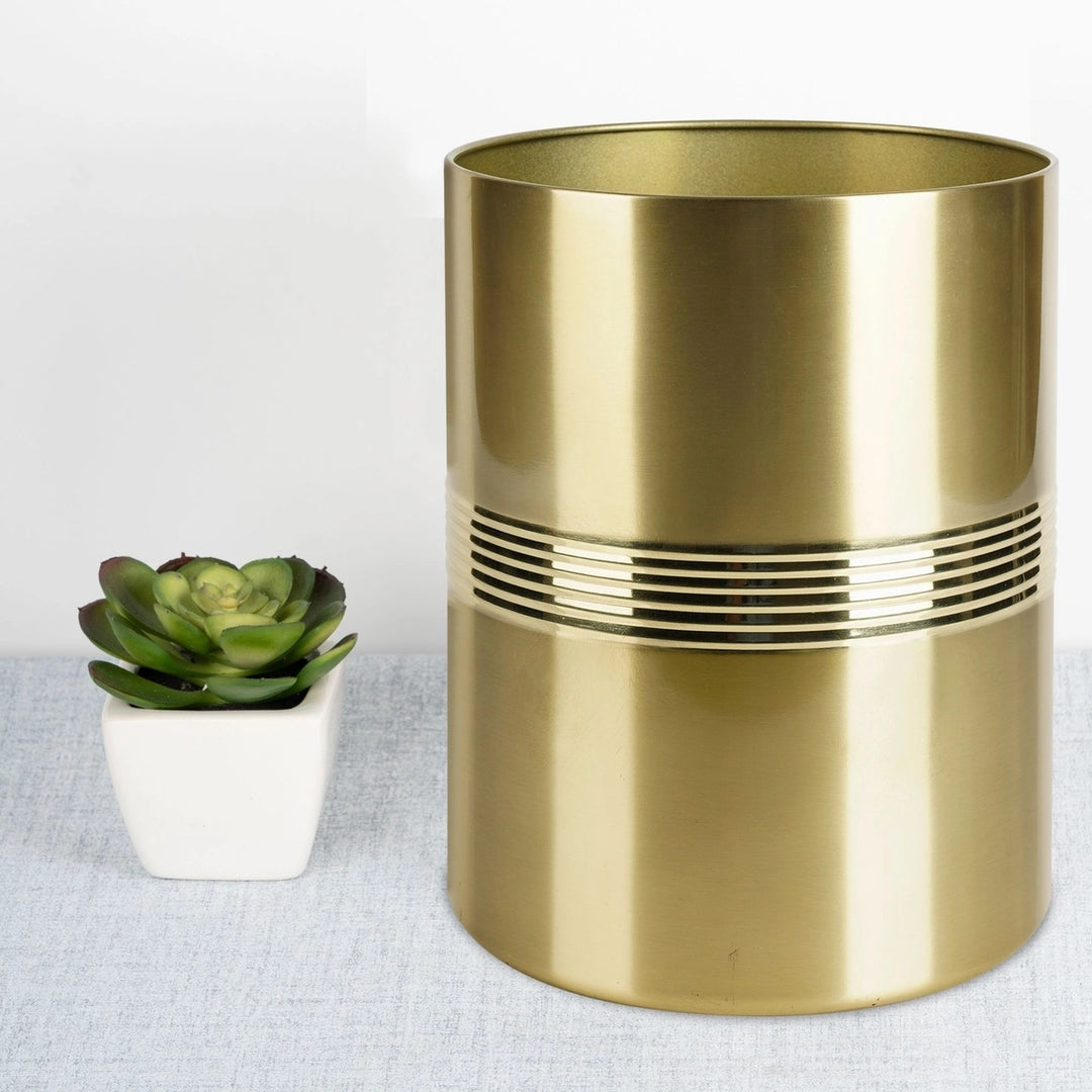 nu steel Metal Wastebasket, 7Qt, Gold Finish