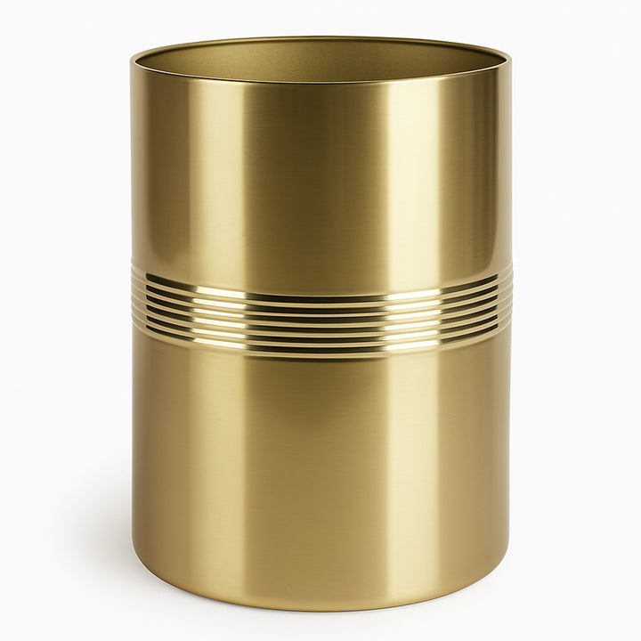 nu steel Metal Wastebasket, 7Qt, Gold Finish