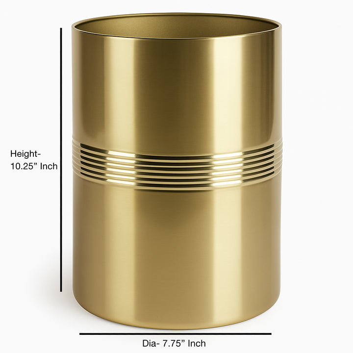 nu steel Metal Wastebasket, 7Qt, Gold Finish