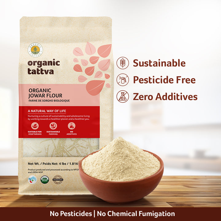 Organic Jowar Flour 4 lbs Pack of 6
